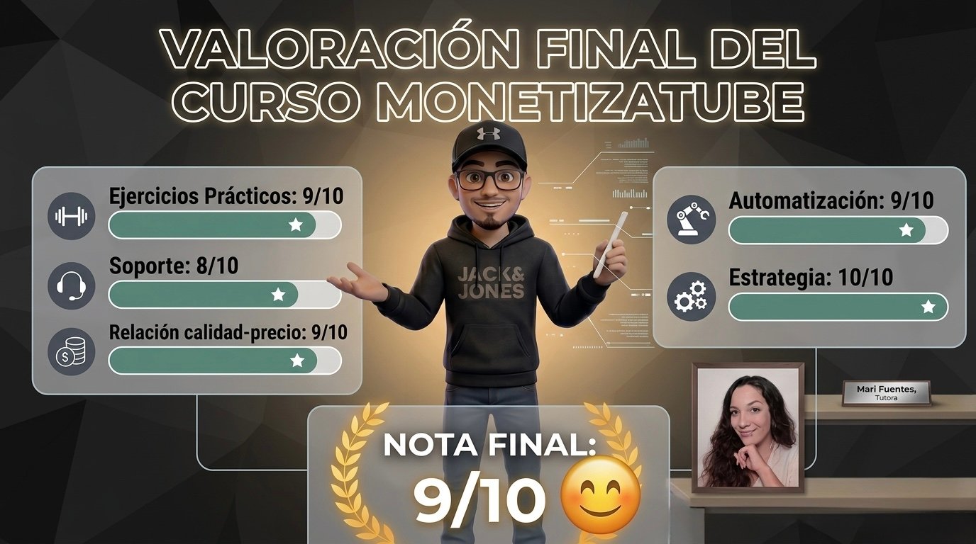 Mi valoración final sobre el curso MonetizaTube de Mari Fuentes — Aprender Sin Límites