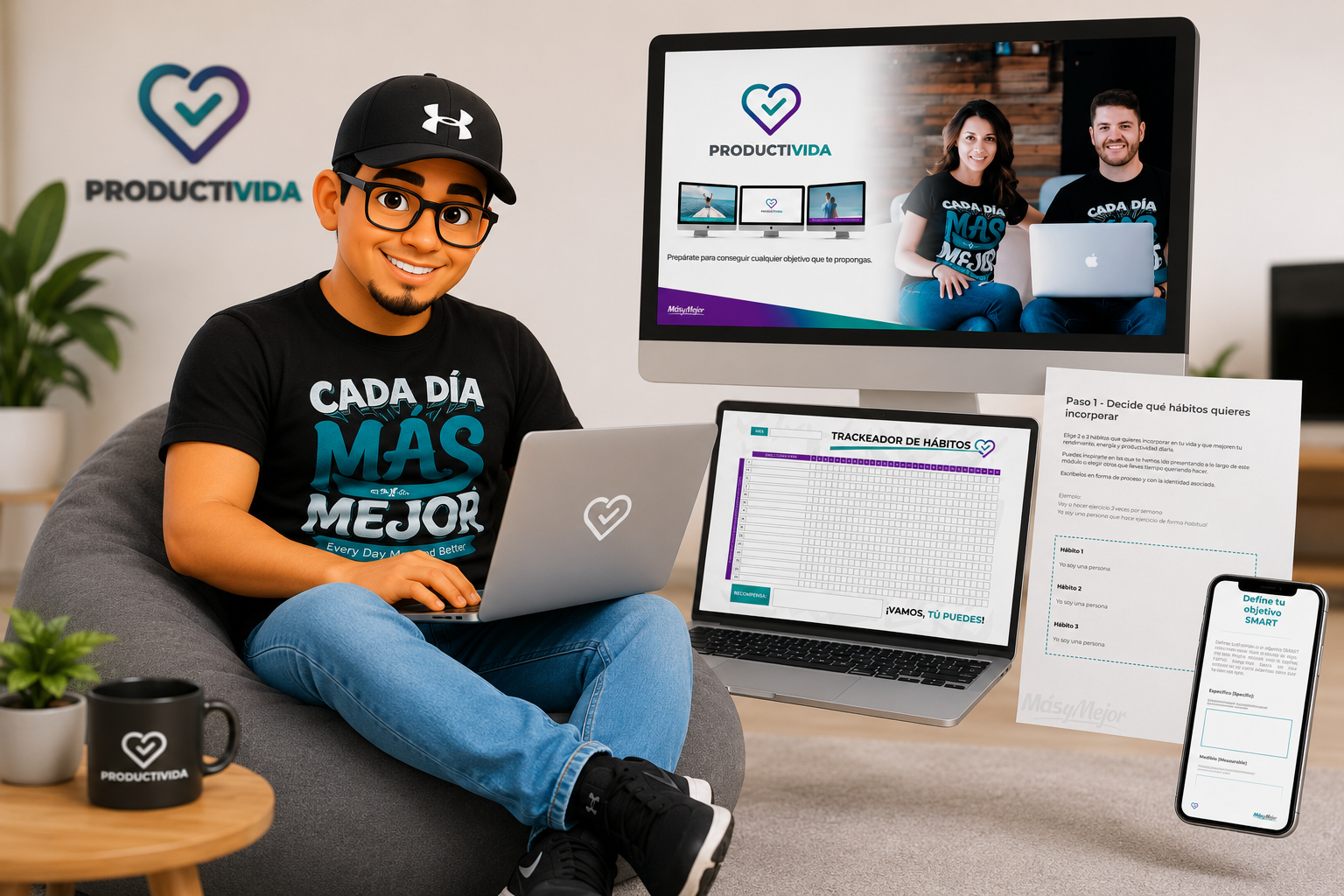 El curso PRODUCTIVIDA por dentro: lecciones en vídeo, trackeador de hábitos y plantillas
