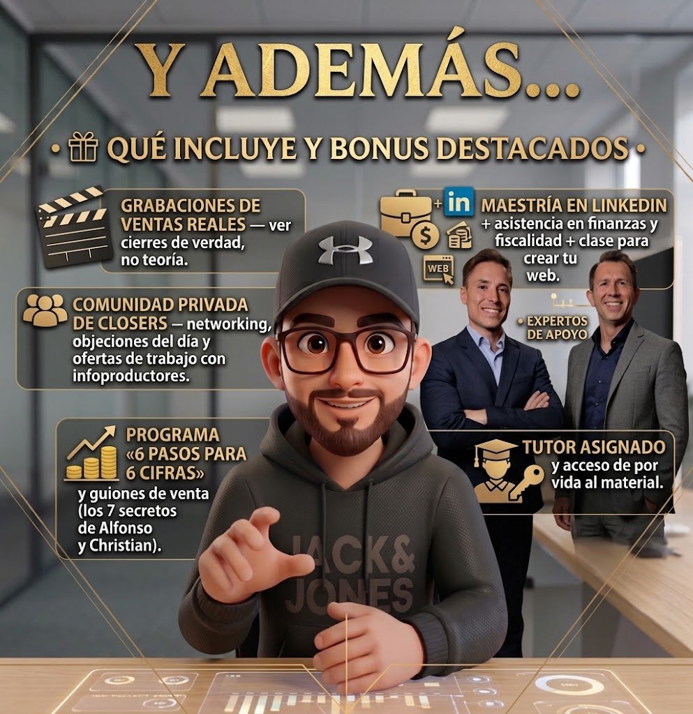 Bonus incluidos en el curso Closer de Ventas