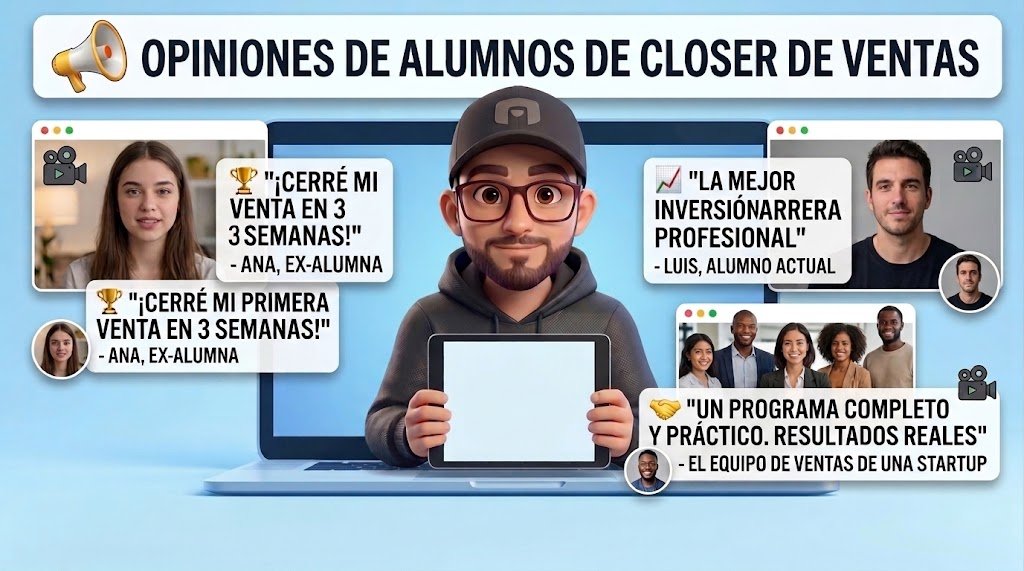 Opiniones reales de alumnos de Closer de Ventas de Alfonso y Christian
