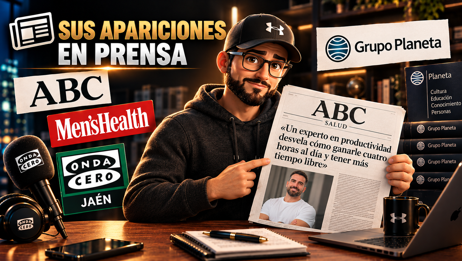 Apariciones de Miguel Navarro en prensa: ABC, Men's Health, Onda Cero y Grupo Planeta