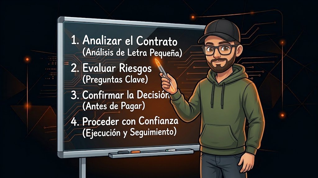 Dani con la gorra señalando en una pizarra los pasos que seguiría antes de decidir sobre CenteIA PRO